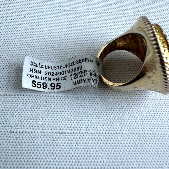 Y2K Gold Tone Statement Druzy Look Ring Size 6 New With Tags - Picture 10 of 11